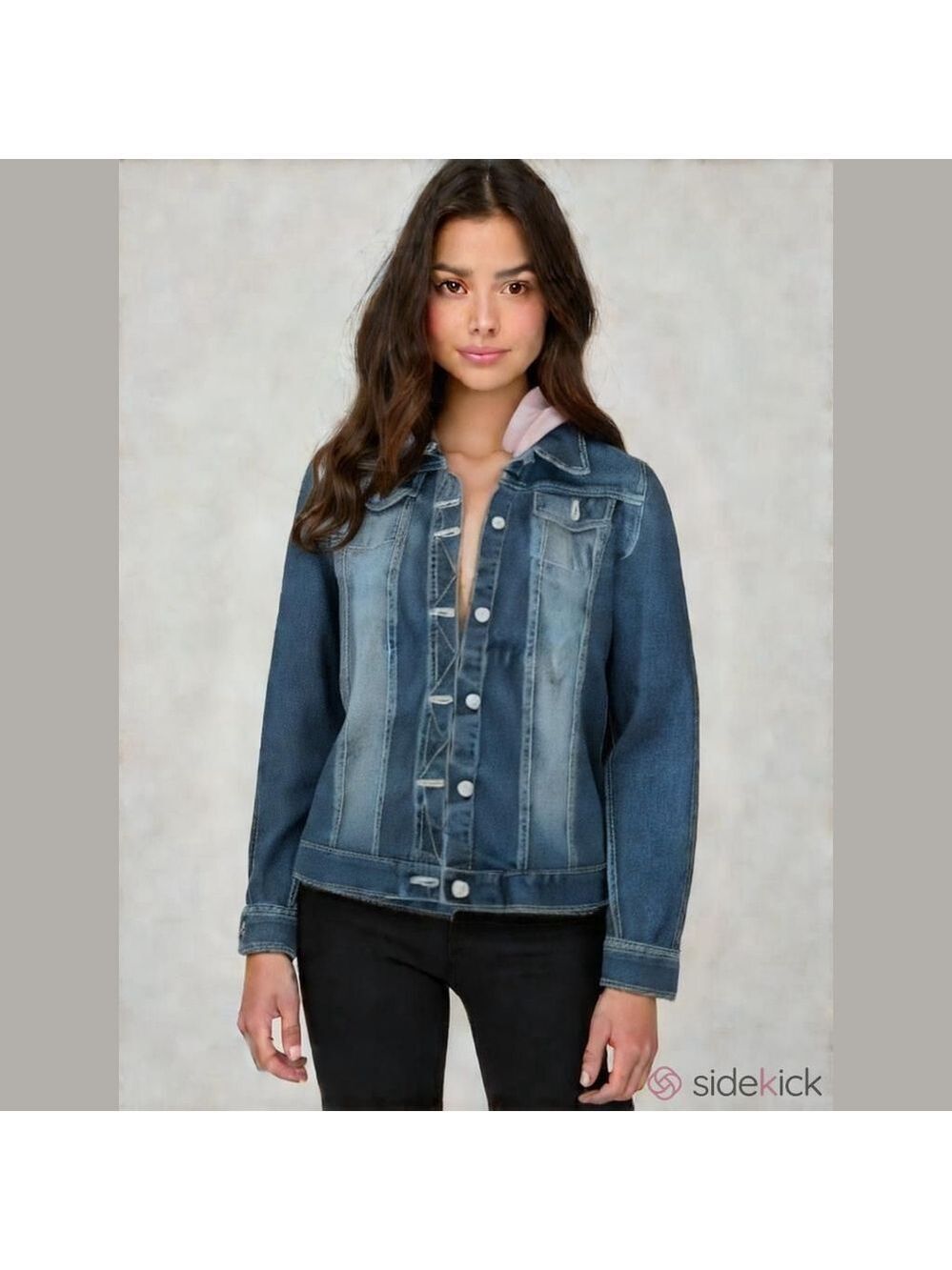 Wallflower Girls L Denim Jacket Pink Hood